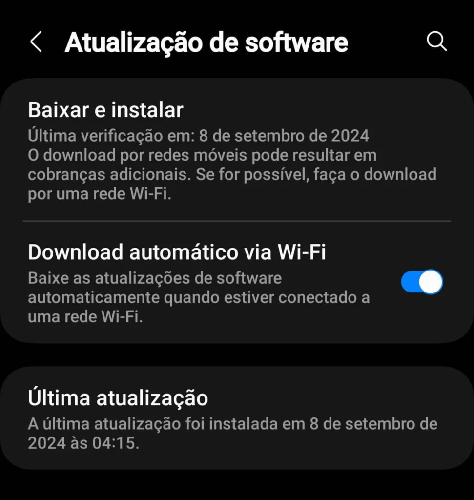 Atualização de Software samsung